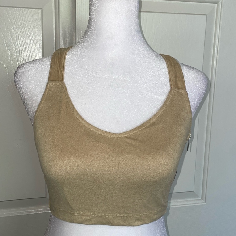 Nude Crop top with open back and side zipper
